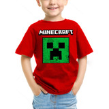 Camiseta Camisa Infantil Minecraft Vermelho Pronta Entrega