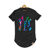 Camiseta Camisa Longline New York Floral Verão Swag Pintee