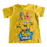Camiseta Camisa Manga Curta Infantil Bob Esponja Algodão