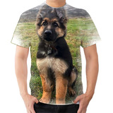 Camiseta Camisa Pastor Alemão Filhote Cães