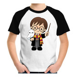Camiseta Camisa Raglan Harry Potter Coruja