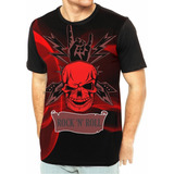 Camiseta Caveira Rock In Roll Music Black Skull Rock Style
