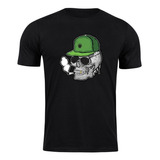 Camiseta Caveira Skull Smooking Cannabis Vintage