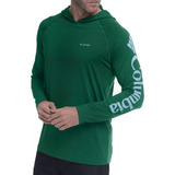 Camiseta Columbia Aurora Manga Longa C capuz Verde Floresta