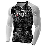Camiseta Compressão Masculina Manga Longa Jiu Skull Atlética Cor Preto Tamanho M