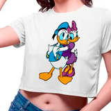 Camiseta Cropped Infantil Pato Donald Margarida