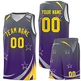 Camiseta De Basquete Personalizada Para Homens E Mulheres Jovens Shorts De Basquete Personalizados Com Logotipo Do Número Do Time Cinza E Roxo 02 One Size