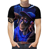 Camiseta De Macaco Plus Size Masculina Animal Blusa