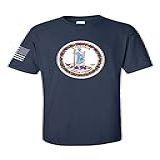 Camiseta De Manga Curta Com Selo Da Bandeira Dos Estados Unidos E Bandeira Dos Estados Unidos Virginia XXG