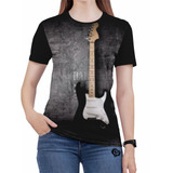 Camiseta De Rock N Roll Guitarra Feminina Roupas Blusa Est2