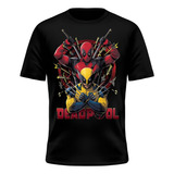 Camiseta Deadpool Wolverine Cinema Camisa Unissex Adulto
