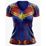 Camiseta E Babylook Capitã Marvel Feminina Herois