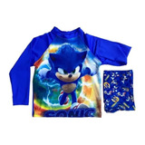 Camiseta E Sunga Infantil Sonic Proteção