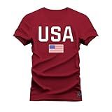Camiseta Estampada Premium Algodão USA Bandeira Bordô GG