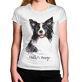 Camiseta Feminina Branca Cachorro Border Collie