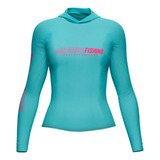 Camiseta Feminina De Pesca C Capuz Azul Bebê Mar Negro