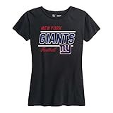 Camiseta Feminina NFL De Ajuste Relaxado Vestuário Gameday Sem Etiqueta Gola Canelada E Manga Curta New York Giants Preta 1X