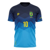 Camiseta Filtro Uv Brasil Canarinho Azul