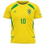Camiseta Filtro UV Infantil Brasil Canarinho Amarelo Torcedor Retrô Penta