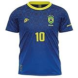 Camiseta Filtro UV Infantil Brasil Canarinho Azul Campeão