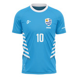 Camiseta Filtro Uv Uruguai Celeste Dourado