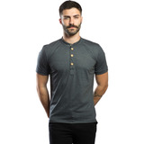 Camiseta Gola Padre Slim Camisa Henley Feita De Malha Pet