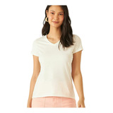 Camiseta Gola V Baby Look Feminina Malwee Original Algodão