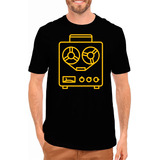 Camiseta Gravador De Rolo Retrô Camisa Preta 100 Algodão