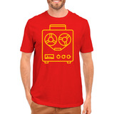 Camiseta Gravador De Rolo Retrô Camisa Vermelha 100 Algodão