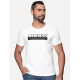 Camiseta Guess Masculina Rubber Logo Sash Branca