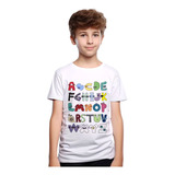 Camiseta Infantil Alphabet Lore Alfabeto Completo