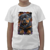 Camiseta Infantil Animais Cachorro Rottweiler Filhote