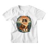 Camiseta Infantil Animal Print Gato Gato Raça Ragdoll Menina