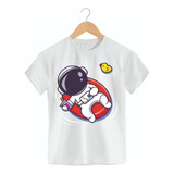 Camiseta Infantil Astronauta Céu Submarino Mar Planeta