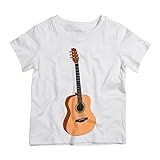 Camiseta Infantil Branca Violao Marrom Musica