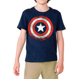 Camiseta Infantil Capitão América Clássica Escudo