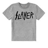 Camiseta Infantil Cinza Banda De Rock Slayer