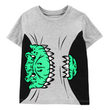 Camiseta Infantil Dinossauro Brilha No Escuro Tam 18 Meses