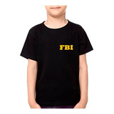 Camiseta Infantil Fbi Agente Fantasia Policia Personalizada