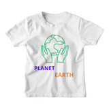 Camiseta Infantil Galáxia Cosmos Telescopio Terra