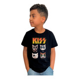 Camiseta Infantil Kiss Banda Rock Gatinhos