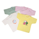 Camiseta Infantil Kit C 4 Bebê Básica Com Transfer Menina