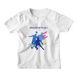 Camiseta Infantil Menina Badminton Tênis Raquete