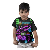 Camiseta Infantil Neon Futebol Esporte Jogo Bola Ball Kids