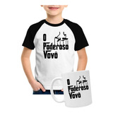 Camiseta Infantil Poderoso Vovô Caneca Personalizada