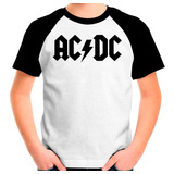 Camiseta Infantil Raglan Ac Dc Logo
