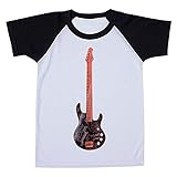 Camiseta Infantil Raglan Branca Guitarra Musical