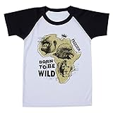 Camiseta Infantil Raglan Branca Mapa Africa Nascido Para Ser Selvagem 8 