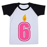 Camiseta Infantil Raglan Branca Numero 6 Aniversario Vela  10 