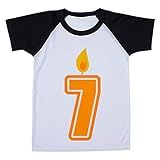 Camiseta Infantil Raglan Branca Numero 7 Aniversario Vela Png  10 